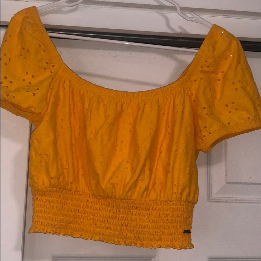 yellow off the shoulder top